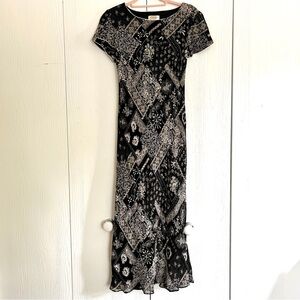 Talbots Petite Prairie Lace Floral Pattern Short Sleeve Midi Dress